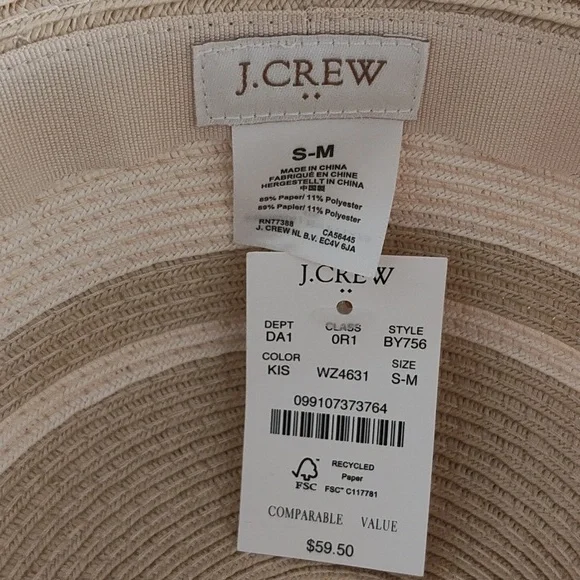 New J.Crew Striped Straw Hat